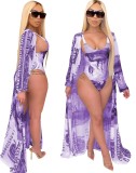 Print One Piece Swimwear with Matching Cover Up