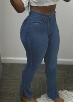Sexy Jeans mit hoher Taille und engem Schlitz