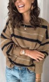 O Neck Striped Loose Pullover Sweater