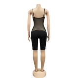 Sports Fitness Black Strap Rompers