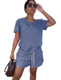 Summer Two Piece Plain Shirt and Shorts Leisure Suit