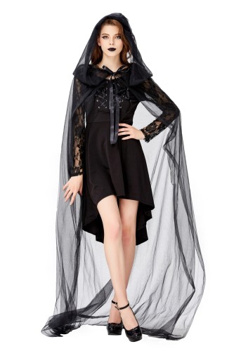 Женский черный костюм вампира на Хэллоуин