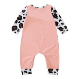 Baby Girl Autumn Print Pink Rompers Jumpsuit