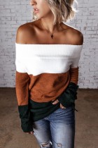 Herfst Off Shoulder Contrast Sweater Top