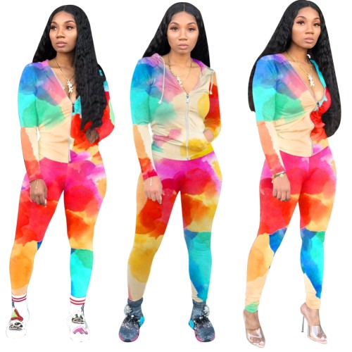 Autumn Colorful Long Sleeve Hoody Tracksuit