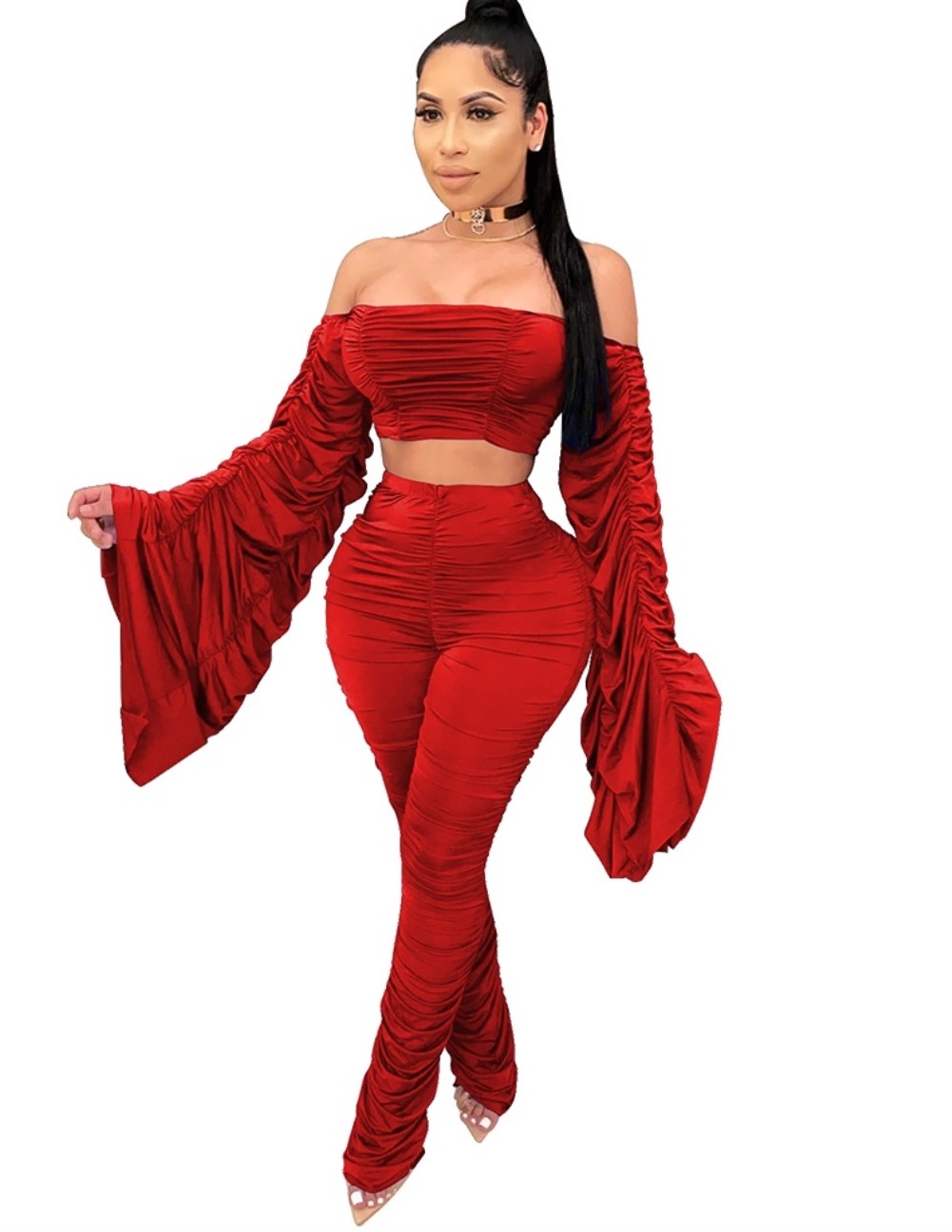 matching crop top and pants set