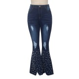 Bead Blue Stylish Ripped Jeans