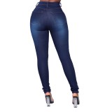 Blue High Waist Fitted Sexy Jeans