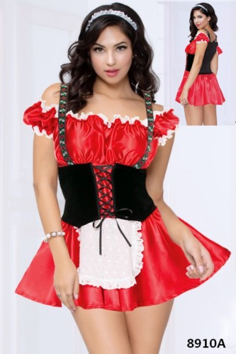 Sexy rood Frans dienstmeisje kostuum