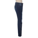 Bead Blue Stylish Ripped Jeans