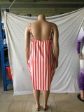 Plus Size Stripes Strap Zipper Bodycon Dress