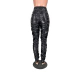 PU Sexy Fitted Ruched High Waist Pants