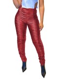 PU Sexy Fitted Ruched High Waist Pants