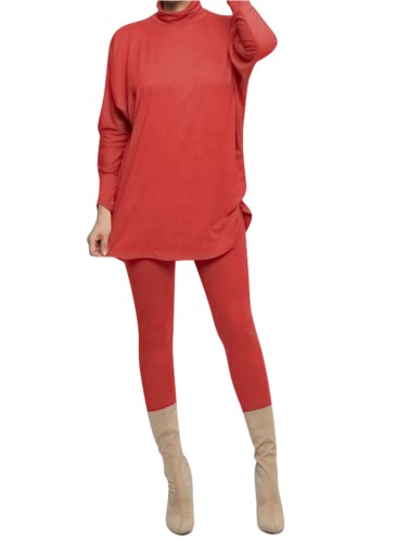 Autumn Casual Solid Color 2pc Shirt and Legging Set