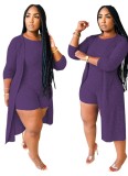 Solid Color Matching Rompers and Long Cardigans Set