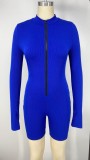 Sports Fitness Long Sleeve Zipper Bodycon Rompers
