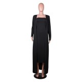 Autumn 2pc Solid Plain Tube Dress with Matching Cardigans