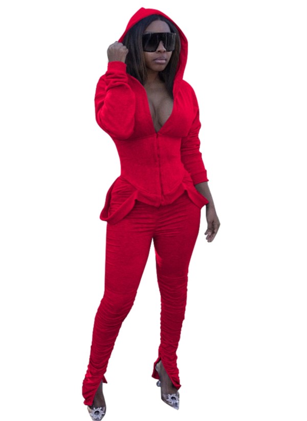 Solid Color 2pc Stacked Tracksuit with Full Sleeves