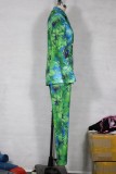 Print Green African Blazer and Pants Suit