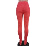 Sexy Side Slit High Waist Contrast Fitted Pants