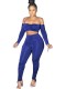 Solid Color 2pc Sexy Strapless Crop Top and Stacked Pants Set
