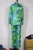 Print Green African Blazer and Pants Suit