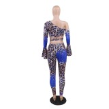 Print 2pc Colorful Sexy Party Top and Pants Set