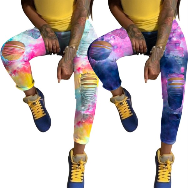 tie dye ripped jeans