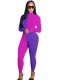 Autumn 2pc Matching Contrast Fitted Crop Top and High Waist Pants Set