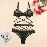 Sexy Black Lace Bra and Panty Lingerie Set