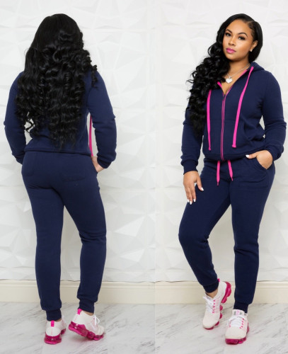 Autumn Long Sleeve Blank Hoodie Tracksuit with Pockets