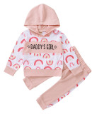 Kids Girl Autumn White and Pink Hoodie Sweatsuit