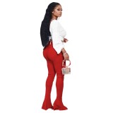 Solid Color Sexy Bell Bottom High Waist Pants