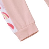 Kids Girl Autumn White and Pink Hoodie Sweatsuit