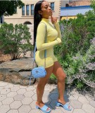 Sports Knitted Long Sleeve Bodycon Zipper Rompers