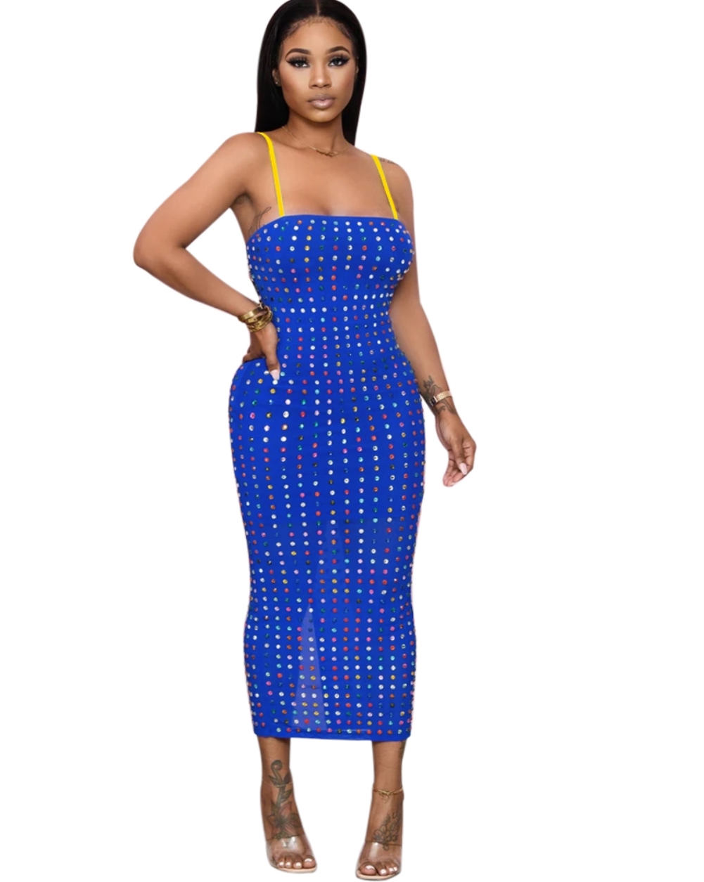 Wholesale Sexy Beaded Strap Midi Club Dress Global Lover
