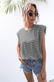 Summer Stripes Print O-Neck Regular Shirt