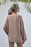 Autumn Solid Plain Knitted Loose Shirt with Pop Sleeves