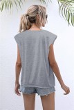 Summer Solid Plain O-Neck Regular Shirt