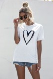 Summer Heart Print O-Neck Regular Shirt