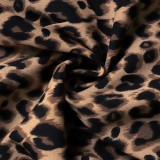 Autumn Leopard Print Elegant Tied Blouse
