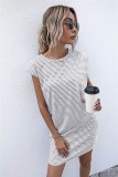Summer Stripes Print O-Neck Regular Shirt Dress