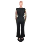 Occassional Applique V-Neck Formal Jumpsuit with Full Sleeves
