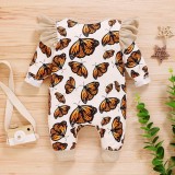 Baby Girl Butterfly Print Autumn Rompers Jumpsuit
