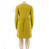 Plus Size Autumn Solid Plain Short Casual Dress