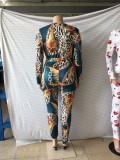 Plus Size Leopard Print Wrapped Bodycon Jumpsuit with Belt