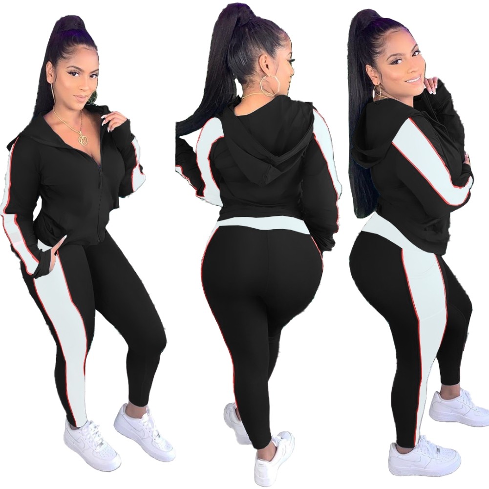 Wholesale Autumn Contrast Color Hoody Tracksuit | Global Lover