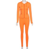 Autumn Solid Color Tight Hoody Tracksuit
