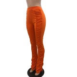Casual Solid Color High Waist Ruched Pants