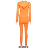 Autumn Solid Color Tight Hoody Tracksuit